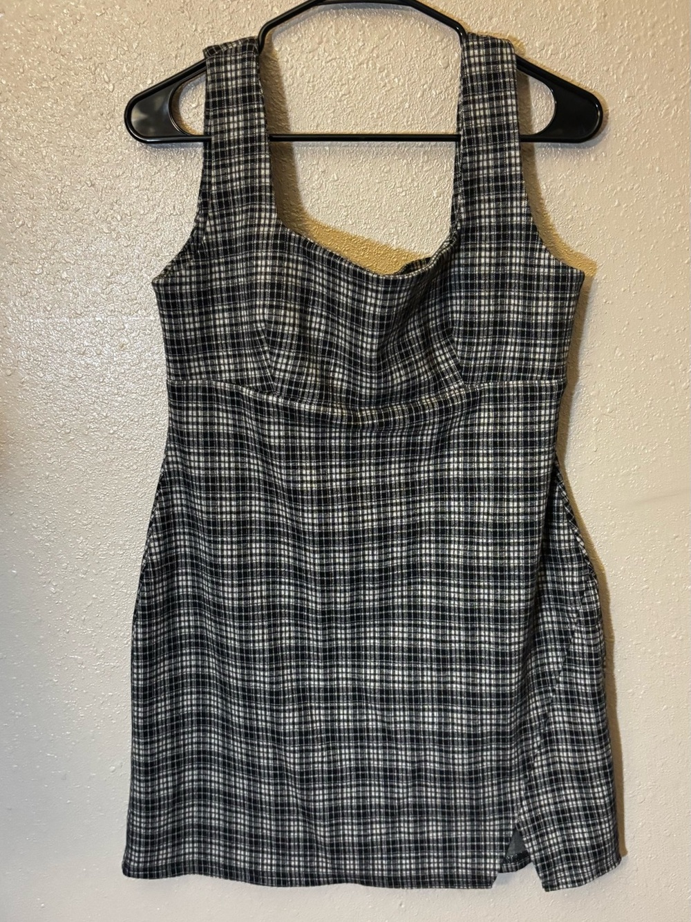 Pink Lily Black and White Plaid Sleeveless Mini Dress